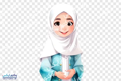 کاراکتر دختر با حجاب زیبا بدون پس زمینه