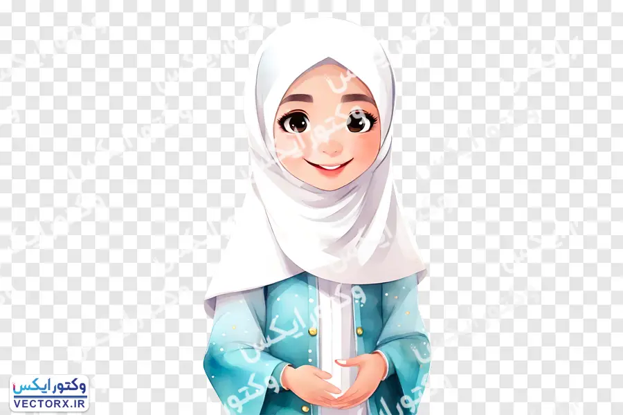 کاراکتر دختر با حجاب زیبا بدون پس زمینه
